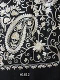 Shawl - Black White Embroidered Winter Wear Shawl Warm Wrap